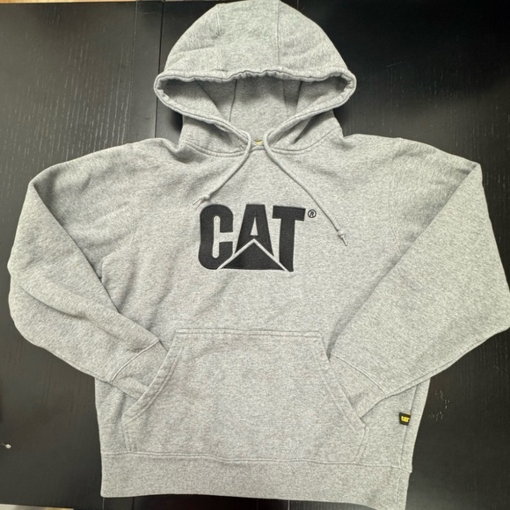 CAT Caterpillar Men M‎ Gray Hoodie Sweatshirt Workwear Heritage Streetwear